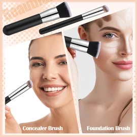 ProSuites 6Pcs Foundation Brush for Liquid Makeup,Liquid Foundation Brush with Makeup Sponge and Powder Puff for Foundation, Powder, Blush, and Concealer