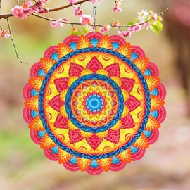 Bnesi Mandala Wind Spinner Outdoor Mandala Wall Art & Lawn Ornament Unique Wind Spinners Outdoor as Gifts for Garden Lovers Ideal for Garden Patio Yard Decor and Gifts Collection (Datura)