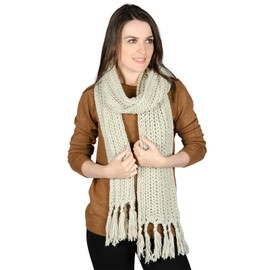 Autumn Faith Ladies Bonn Stone Gold Threads Chunky Knitted Scarf Womens Warm Winter Accessory