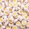 200Pcs Acrylic Letter Beads Alphabet Gold Letter B White Beads