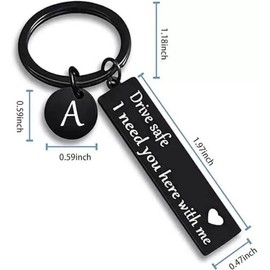 IKANOO Drive Safe Keychain 26 Letter Keychain Drive Safe I Need You Here With Me Gifts For Christmas Birthday Gifts (BlackB)