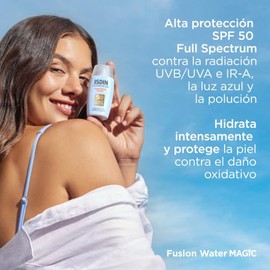 ISDIN Fotoprotector Fusion Water Magic SPF 50, Protector Solar Facial OIL CONTROL, de fase acuosa para uso diario, Textura ultra ligera, 50 ml