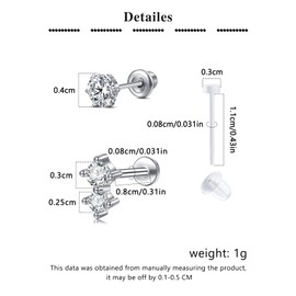 QWALIT Silver Ear Piercing Kit Ear Piercing Gun Kit Ear Piercing Earrings Disposable Self Piercing Earring Ear Gun Piercing Kit at Home Push in Earring Studs