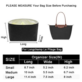 LOUKAYCCI New Dupont Paper Purse Organizer Insert for Longchamp Le Pliage S Handbag Insert (Black&White, Small)