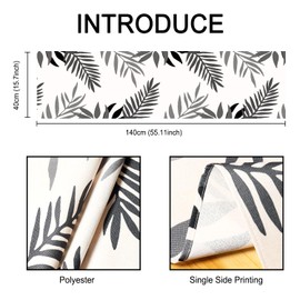 Table Runner Grey Modern Table Runner Black Leaves Table Runner Polyester Table Runner Black Table Runner Washable Table Runner Small for Indoor and Outdoor Dining Room Party Holiday 40 x 140 cm