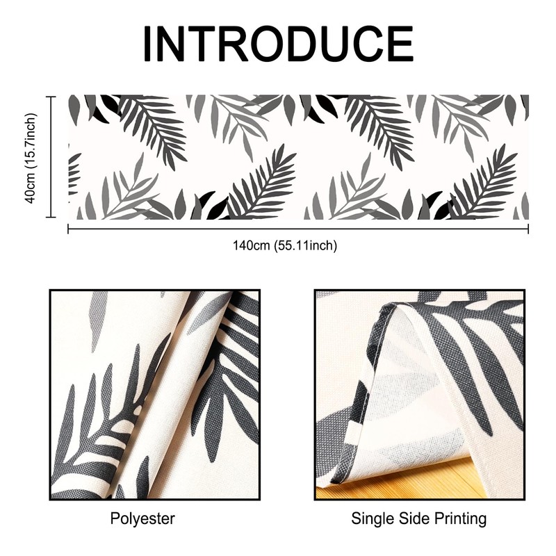 Table Runner Grey Modern Table Runner Black Leaves Table Runner