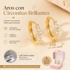 Arracadas Huggie Circonia Pavé Oro Laminado 10mm Elegante