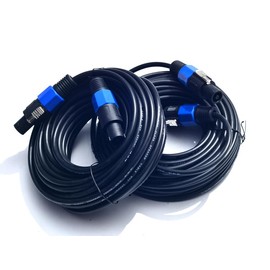 2 Pack 50 ft Male Speakon to Speakon Cables, Professional Wire 14AWG for Audio and Video Equipment