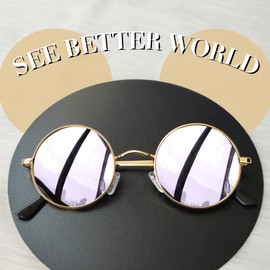 Joopin Vintage Lennon Round Sunglasses Man - Polarised UV400 Protection Metal Frame Retro Circle Sunglasses for Women and Men (Purple)