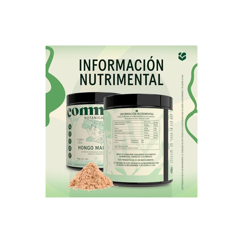 COMMONS Hongos Adaptógenos Hongo Maitake Suplemento Alimenticio En Polvo