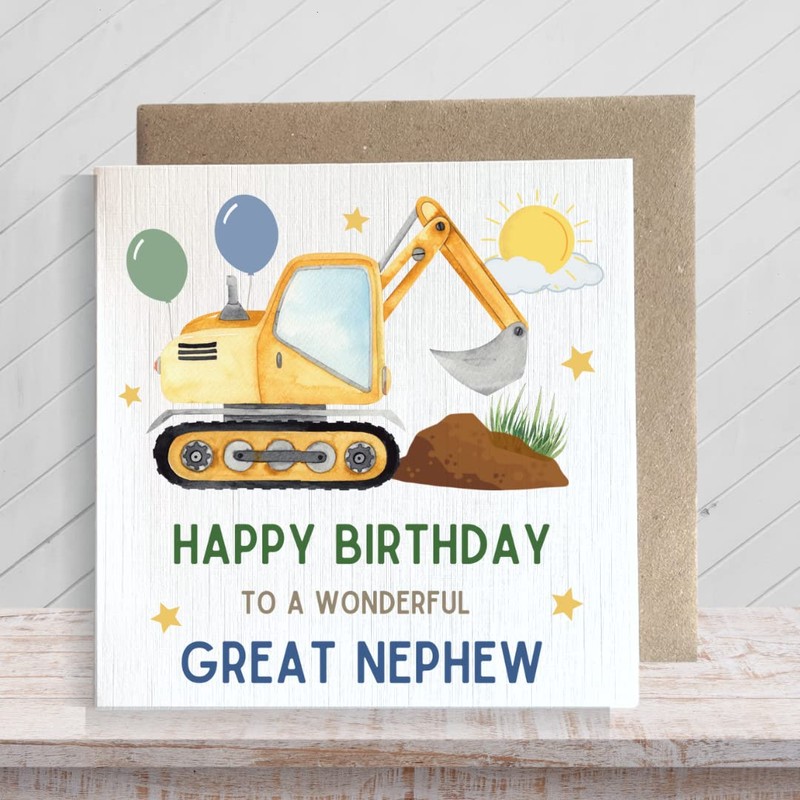 Second Ave Great Nephew Birthday Children's Kids Baby Digger Square
