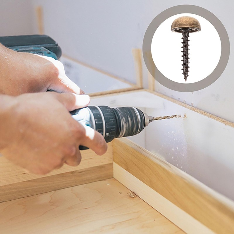 Dsjnf Decorative Brass Screw with Cap (15mm, Bronze) 8pcs