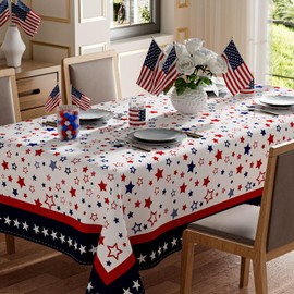 XCHI Stars America Independence Day 4th of July Memorial Day Patriotic Tablecloth Rectangle Washable Table Covers for Home Party Decorations 60x104 Inch