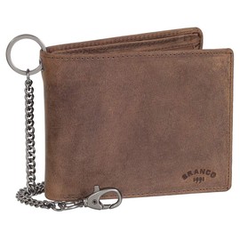 Luxury Leather Biker Wallet with Chain Biker Purse 12.5 cm 41014 Various Colours Black, Brown, Rust, brown, Modern