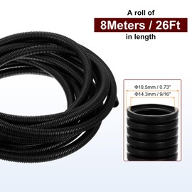 sourcing map Wire Loom Tubing 8M - 14.3mm, Wire Conduit Hose Cord Protector Cable Sleeves Flexible Electrical Wire Cover