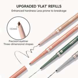 VEECCI Waterproof Gel Eyeliner Pencil for Precise Application - Vegan Formula, Smudge-Proof with Tattoo Effect - Long-Lasting Eye Makeup Pen(Red)