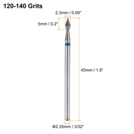 sourcing map 5pcs 120-140 Grits Diamond Grinding Bit 2.3mm Bullet-Head 2.35mm Shank 5mm Length Stone Sanding Drill Bits Rotary Tool for Ceramic Glass Nails Grinding Polishing