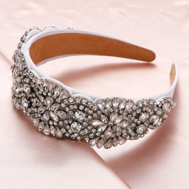 UYT Diademas de cristal para mujer, diademas adornadas con diamantes de imitación, con cuentas de perlas para mujeres y niñas, de pelo barroco de moda, accesorios de aro barroco (blanco barroco)
