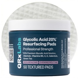 QRxLabs Almohadillas Exfoliantes con Ácido Glicólico 20% – 50 Piezas, Vitaminas B5, C y E, Té Verde y Caléndula, Suaviza Líneas Finas y Mejora Textura de la Piel