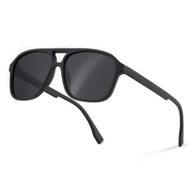 FEISEDY Retro Polarized Aviator Sunglasses for Men Women Classic Men's Style Square TR Frame Vintage Shades B0120