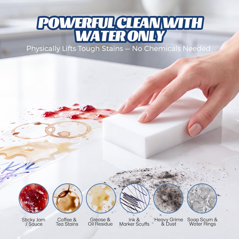 Magic Sponge Eraser 30Pack, 2X Density Melamine Foam Pads Bulk