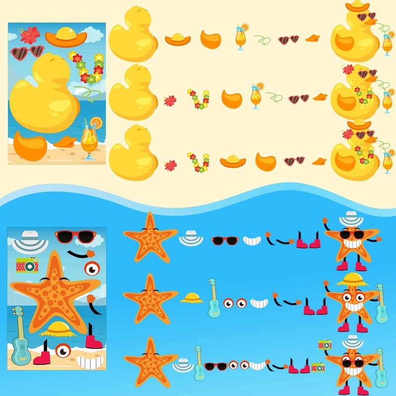 100 Pcs Hawaii Make a Sticker Sheets Pineapple Flamingo Stickers