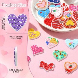 Stiesy 50 Pcs 25 Styles PVC Plastic Slime Charms Love Heart Cabochons Flatback Beads No Holes Red Heart Decoration Shoe Charms No Clasp Ornaments for DIY Crafts Accessories Jewelry Making
