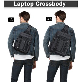 Schkleier Messenger Bag for Men Canvas Sling Bag Crossbody Backpack Laptop Shoulder Bag Hiking Daypacks Casual Tactical