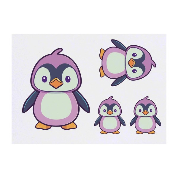 4 x 'Cute Penguin Kawaii Style' Temporary Tattoos - Water