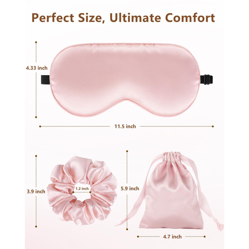 JroyJoy 2 Sets Silk Sleep Mask & Scrunchies Gift Sets