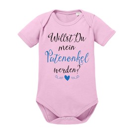 clothinx Baby Bodysuit Unisex Willst du Mein Patenonkel Werden? Beautiful Gift for the Godfather | High Quality Printed | 100% Organic Cotton Baby Bodysuit Organic, lightpink