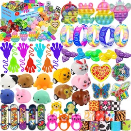 Mivanlin 61 Pcs Party Favors for Kids, Pop Fidget Toys, Treasure Box Toys for Classroom Prizes, Pinata Filler Goodie Bag Stuffers, Treasure Chest, Prize Box Toys for Boys Girls