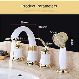 DUSJYOHRD Brass Double Handle Toilet Basin Faucet Shower Head Wall Mounted Bathroom Sink Faucet Hot Cold Separate Tap Kitchen Saving Water