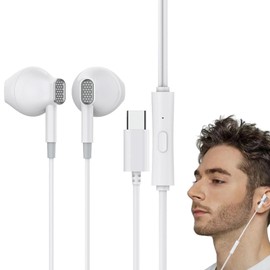 USB C Wired Headphones | Microphone Stereo Type-C Headphones,Heavy Bass, Noise Cancelling in-Ear Headphones for Phone Calls Music Listening