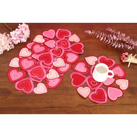 GRANDDECO 4 Pieces Valentines Day 14" Placemats Set of 4 Love Sweet Red Heart Table Line for Sweetest Day Wedding Valentines Table Decor (style2, 14" Placemats Set of 4)