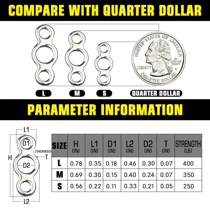 AMYSPORTS High Strength Solid Ring Fishing Stainless Steel Jigging Ring