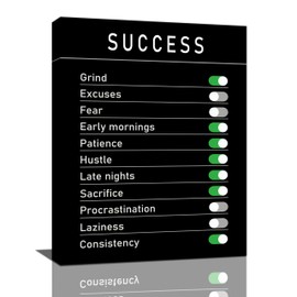 Motivational Wall Art for Office Inspirational Success Pictures Wall Decor Positive Quotes Canvas Painting Print Modern Artwork Decorations Framed for Home Bathroon Living Room Bedroom 12 x 16 inch