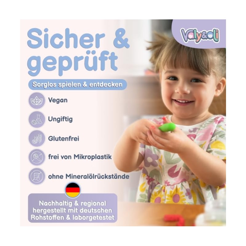 Valy&Oli® Knete - Extraweiche Naturknete - Vegane Bio Knete -