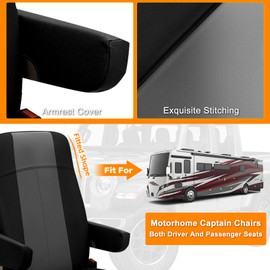 Kistrba Truck Seat Cover Compatible with Motorhome Captain Chairs, Driver and Passenger Leather and Neoprene Fabric Seat Covers