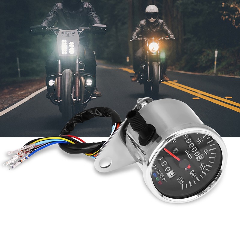 65mm Black Face LED Mechanical Motorcycle Speedometer Odometer Gauge with