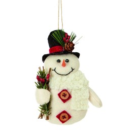 Toyland® Two Adorable, Sparkly, Woolly Hanging Snowman Tree Trim - Perfect Christmas Decoration