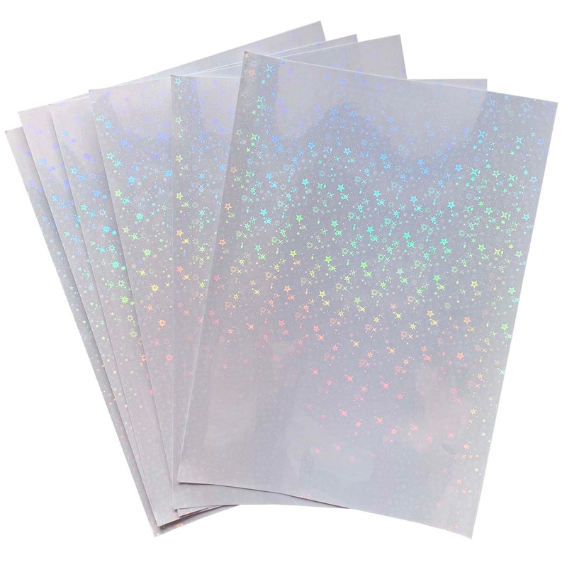 10 Hologram Stickers Transparent A4 Size Glitter Cutting Stickers Glossy