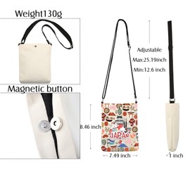 Japan Crossbody Bag Japan Gifts Japan Souvenir Gifts Japanese Lover Japanese Travel Crossbody Purse Bag, White, 8.26 x 5.9 Inches