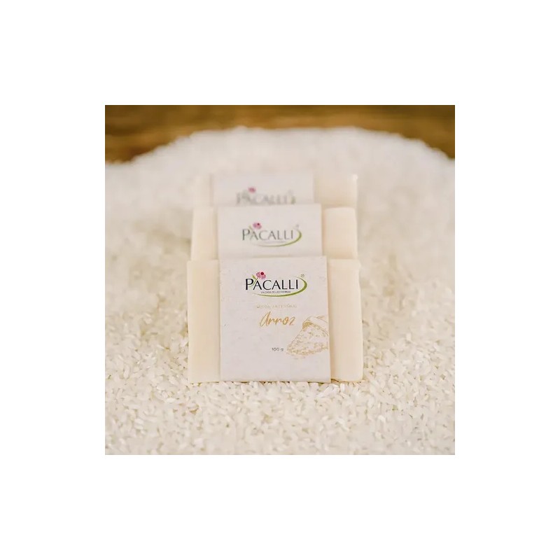 PACALLI Jabones Artesanales 6 Pack; Arroz, Avena, Caléndula, Carbón Activado,