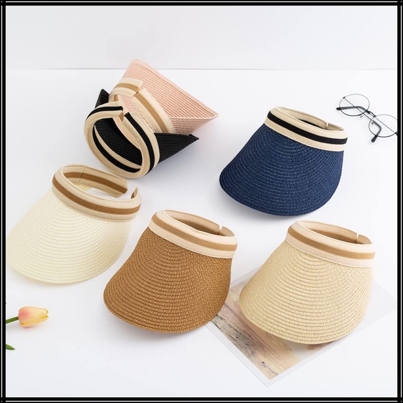 White Fang CA553 Women's Straw Sun Visor Hat Stylish Brim