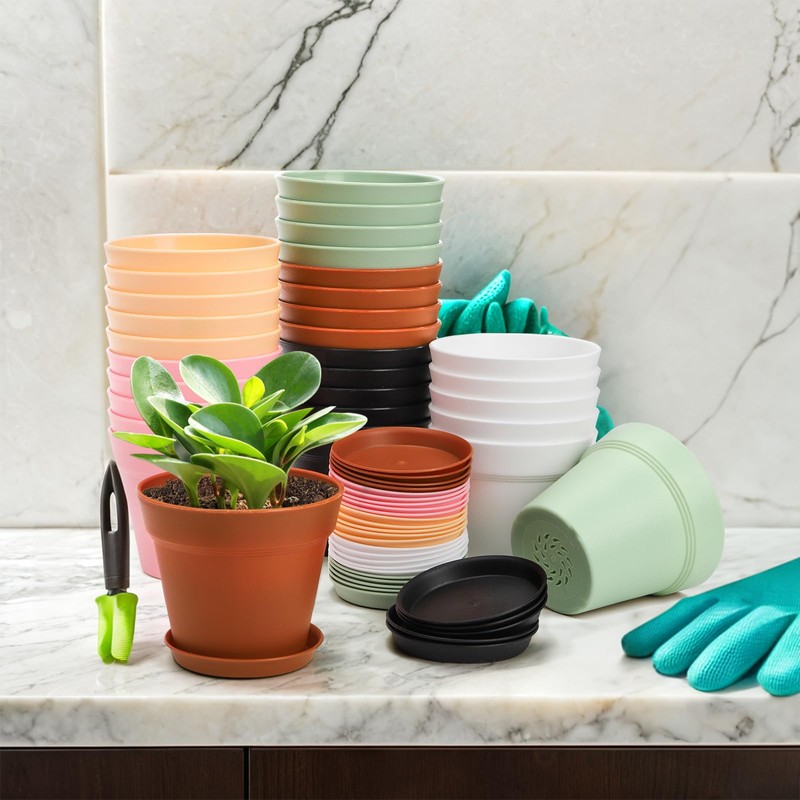 Frcctre 30 Pack 4 Inch Plastic Planter Pots, Small Flower