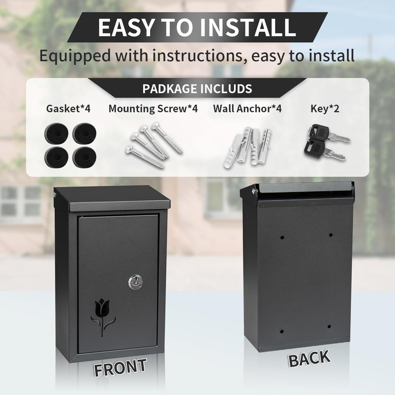 Wall Mount Key Drop Box, with Key Lock & Flip