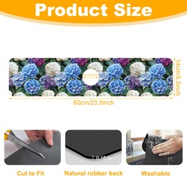 2 Pack Vintage Hydrangea Sink Faucet Absorbing Mat Colorful Hydrangeas Super Absorbent Fast Drying Mat Sink Gadgets Behind Faucet Sinkmat for Kitchen Bathroom, 23.5"x5.5"