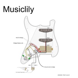 Musiclily 11 Hole SSH Loaded Strat Prewired Pickguard with Single Coil Humbucker Pickups Set for Strat ST Style Electric Guitar,3Ply Black