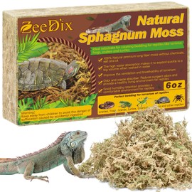 ZeeDix 6 oz Premium Sphagnum Moss for Reptiles, 8 qt Dried Long Fibered Leopard Gecko Moss for Terrarium, Natural Sphagnum Peat Moss Bedding for Frogs Anoles Snake Ball Python Turtle